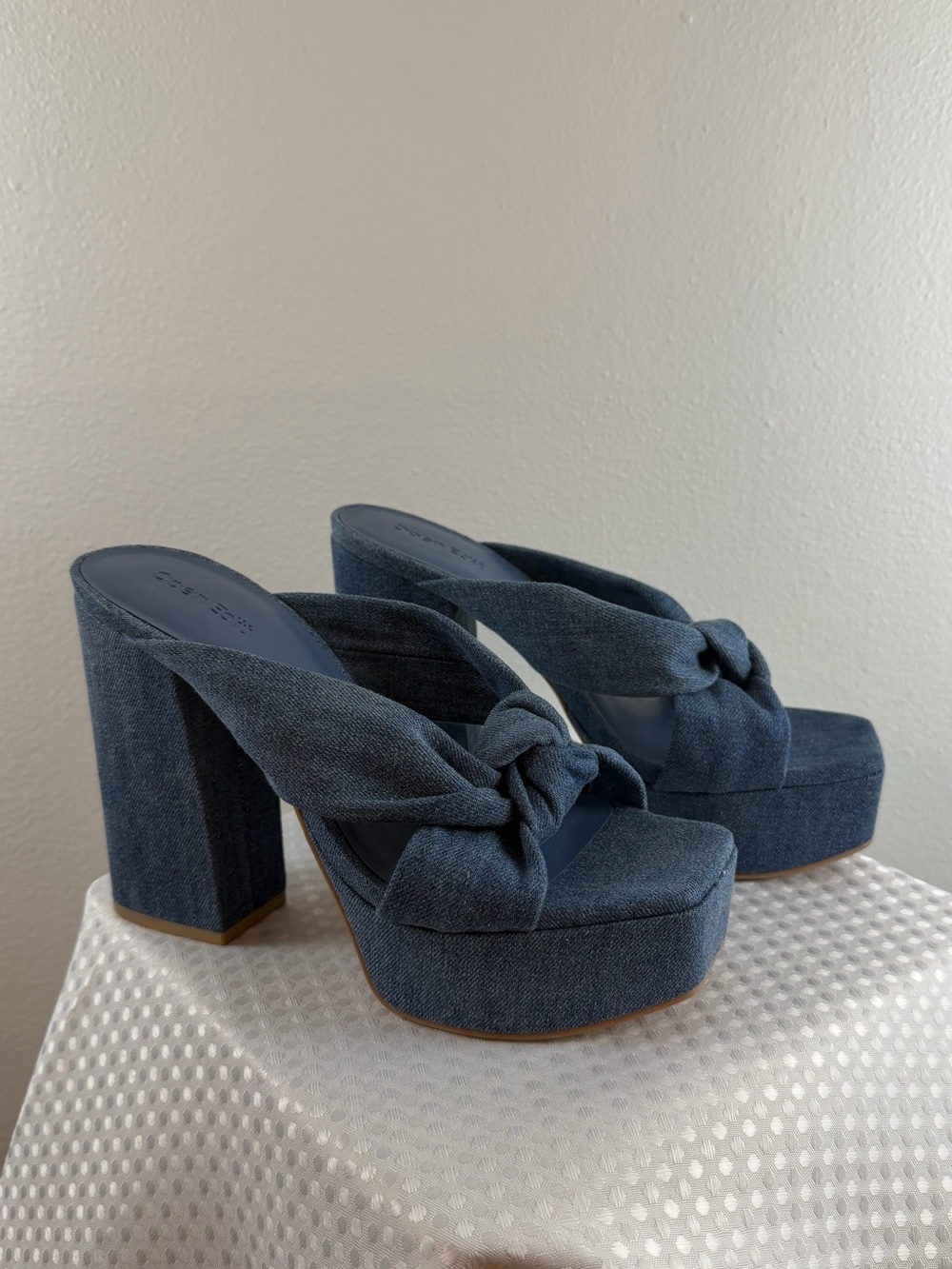 Open Edit Denim Blue Platform Heels 7